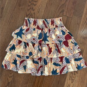 Anthropologie A-Line Skirt in Blue, Red, and Cream